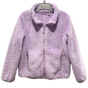 Uniqlo Fluffy Yarn Fleece Full Zip Jacket, Purple, Kids Girls Size 5-6 Years